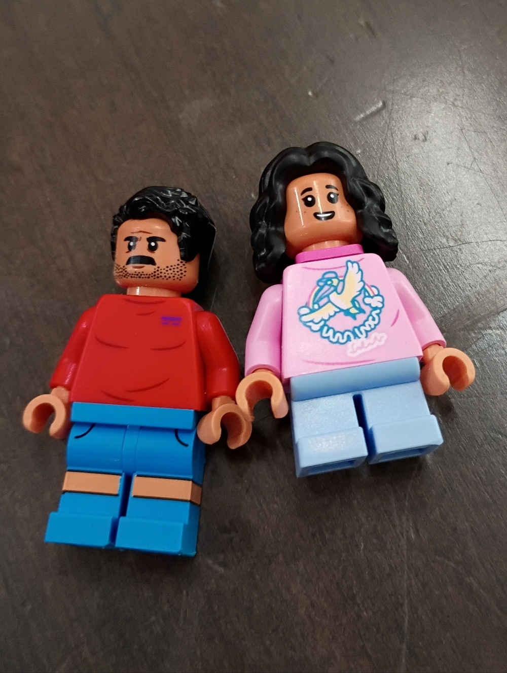 Lego Minifigures - Set Of 2. Jurassic Park Pink, Red & Light Blue Outfits